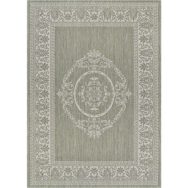 Canora Grey Keymoni Flatweave Performance Gray/Light Green Rug